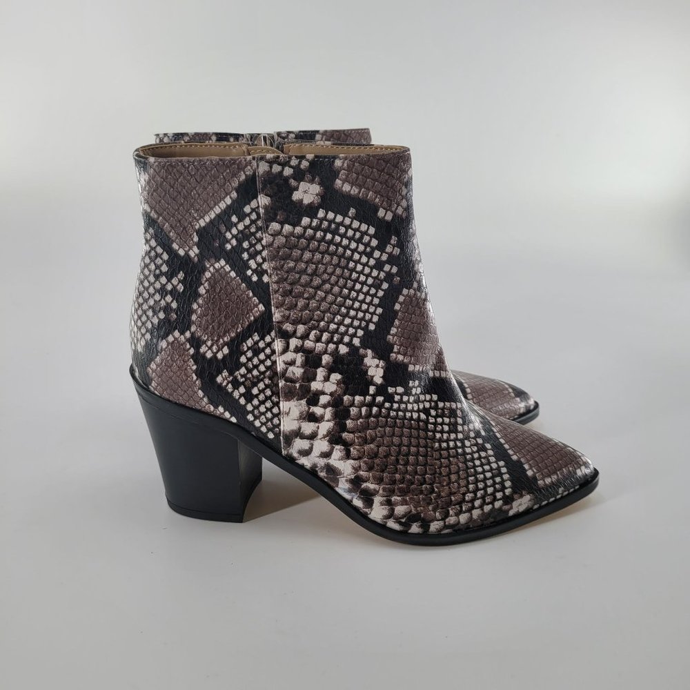 14th & Union Women's Snakeskin Block Heel Ankle Booties Size 8M